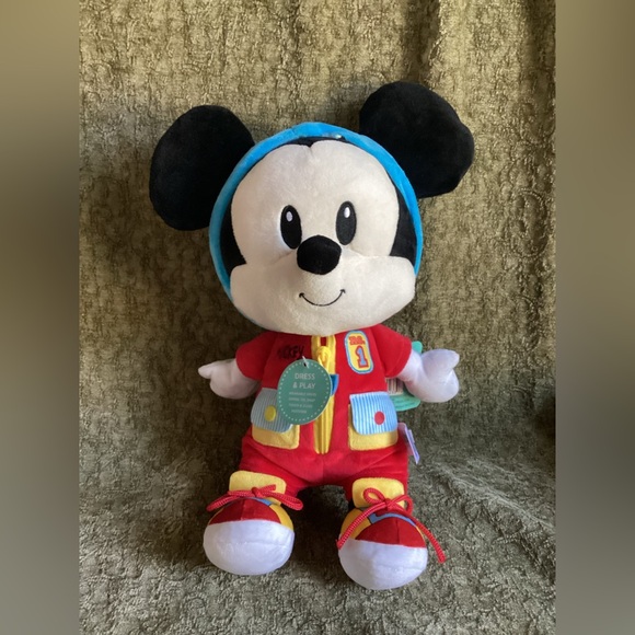 Disney Mickey Mouse Dress and Play Plush Doll Wearable Hood Zipper Tie Snap - Picture 1 of 4